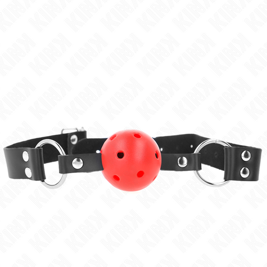 Kinkbreathable Ball 4 Cm Gag With Double Rivet Red 62.5 X 2.5 Cm Adjustable 42-58 Cm | Niks.fi verkkokauppa