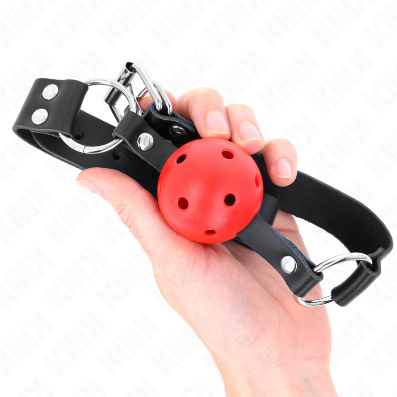 Kinkbreathable Ball 4 Cm Gag With Double Rivet Red 62.5 X 2.5 Cm Adjustable 42-58 Cm | Niks.fi verkkokauppa