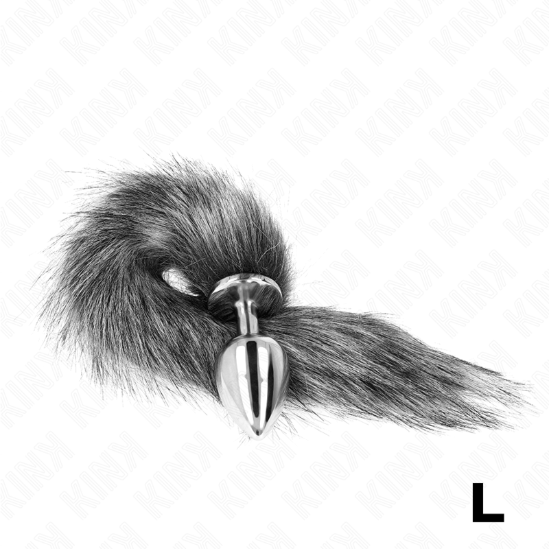 Kinkanal Plug Size L 10 X 4 Cm With Synthetic Tail 40 Cm Grey | Niks.fi verkkokauppa