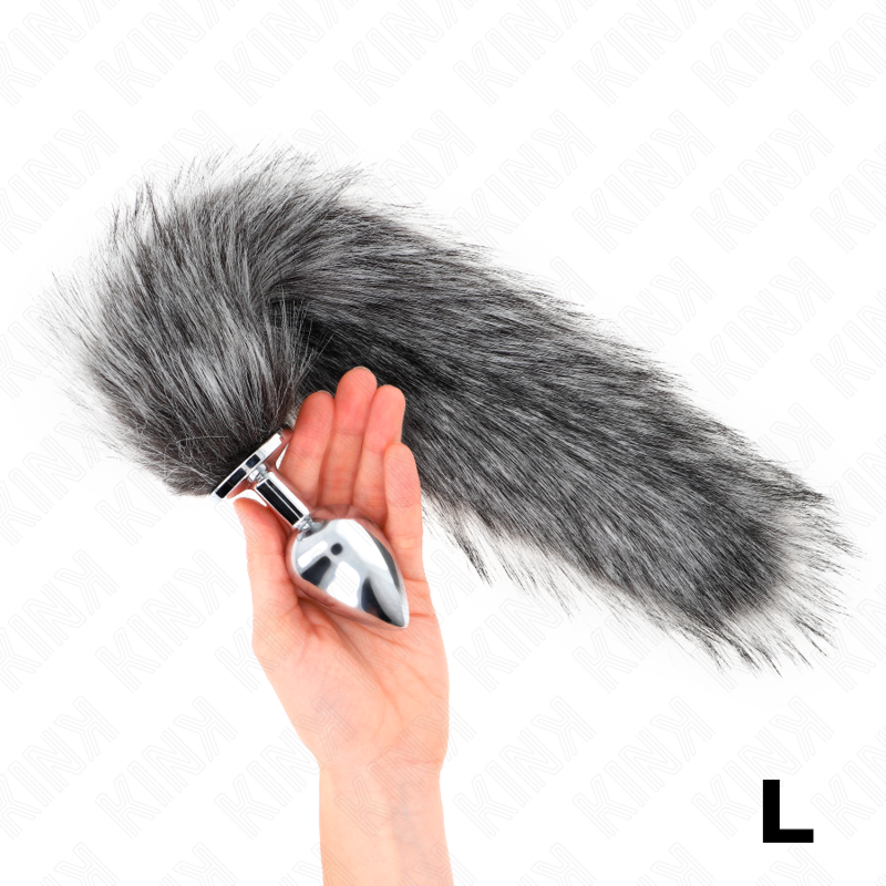 Kinkanal Plug Size L 10 X 4 Cm With Synthetic Tail 40 Cm Grey | Niks.fi verkkokauppa