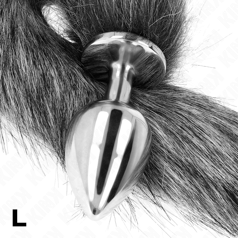 Kinkanal Plug Size L 10 X 4 Cm With Synthetic Tail 40 Cm Grey | Niks.fi verkkokauppa