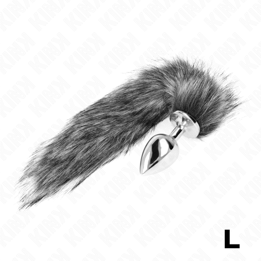 Kinkanal Plug Size L 10 X 4 Cm With Synthetic Tail 40 Cm Grey | Niks.fi verkkokauppa