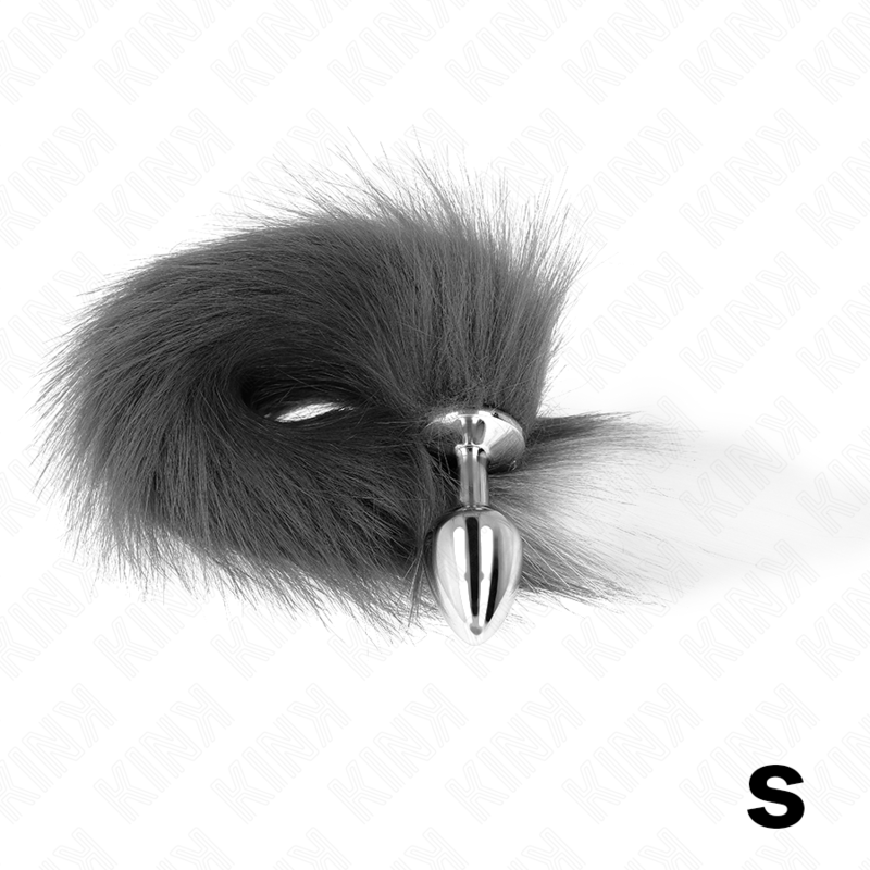 Kinkanal Plug Size S 7 X 3 Cm With Synthetic Tail 40 Cm Grey And White | Niks.fi verkkokauppa