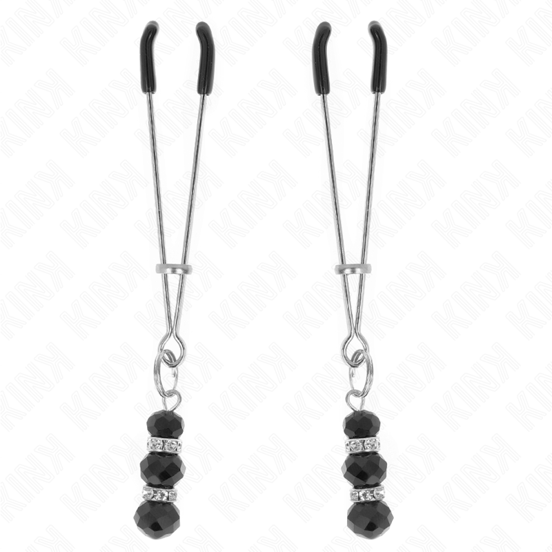 Kinkgold Thin Nipple Clamps With 3 Black Glass Beads 7 Cm | Niks.fi verkkokauppa