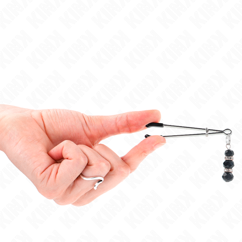 Kinkgold Thin Nipple Clamps With 3 Black Glass Beads 7 Cm | Niks.fi verkkokauppa