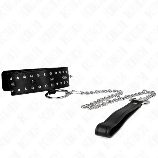 Kinknecklace With Leash 65 Cm With Silver Studs Model 1 Adjustable 36-43 Cm X 5 Cm | Niks.fi verkkokauppa