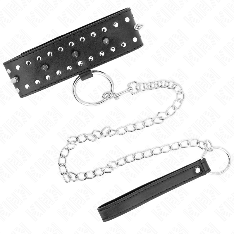 Kinknecklace With Leash 65 Cm With Silver Studs Model 1 Adjustable 36-43 Cm X 5 Cm | Niks.fi verkkokauppa