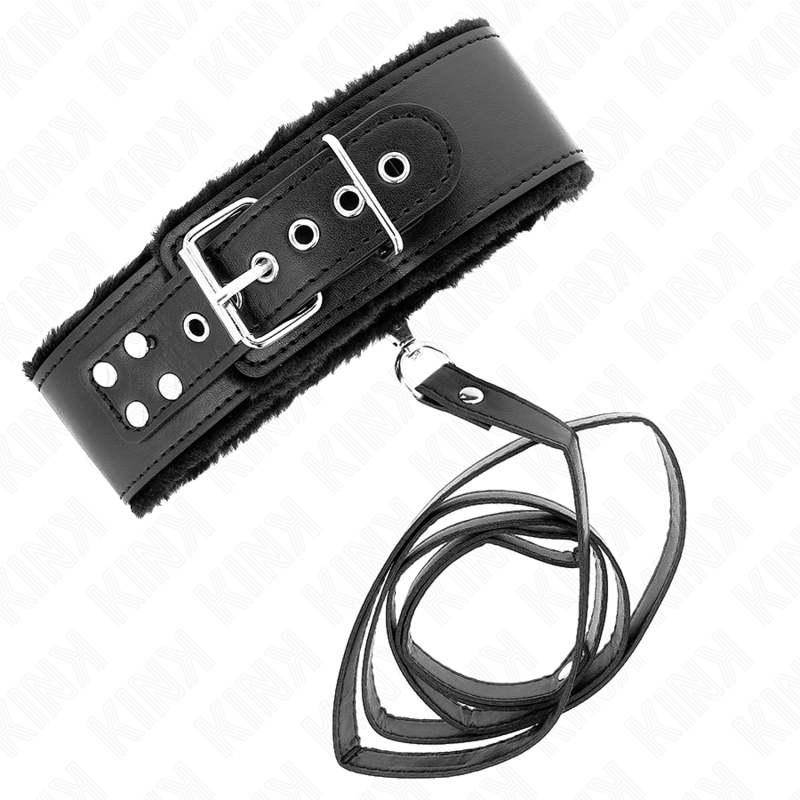 Kinknecklace With Leash 116 Cm With Silver Studs Model 4 Black Adjustable 40-48 Cm X 6 Cm | Niks.fi verkkokauppa