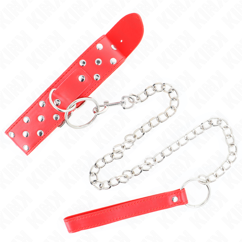 Kinkring Rivet Strap Necklace With Belt 65 Cm Red Adjustable 36-50 Cm X 3.8 Cm | Niks.fi verkkokauppa