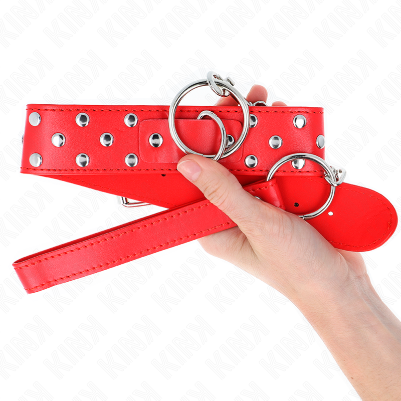 Kinkring Rivet Strap Necklace With Belt 65 Cm Red Adjustable 36-50 Cm X 3.8 Cm | Niks.fi verkkokauppa