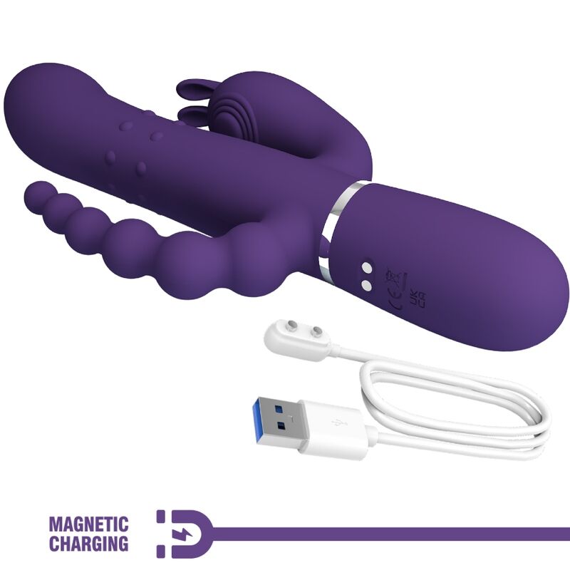 Pretty Lovecammy Triple Vibrator Multifunction 4 In 1 Purple | Niks.fi verkkokauppa