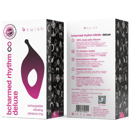 Bcharmed Rhythm Infinite Deluxe Penis Ring 15 Vibrations Black | Niks.fi verkkokauppa