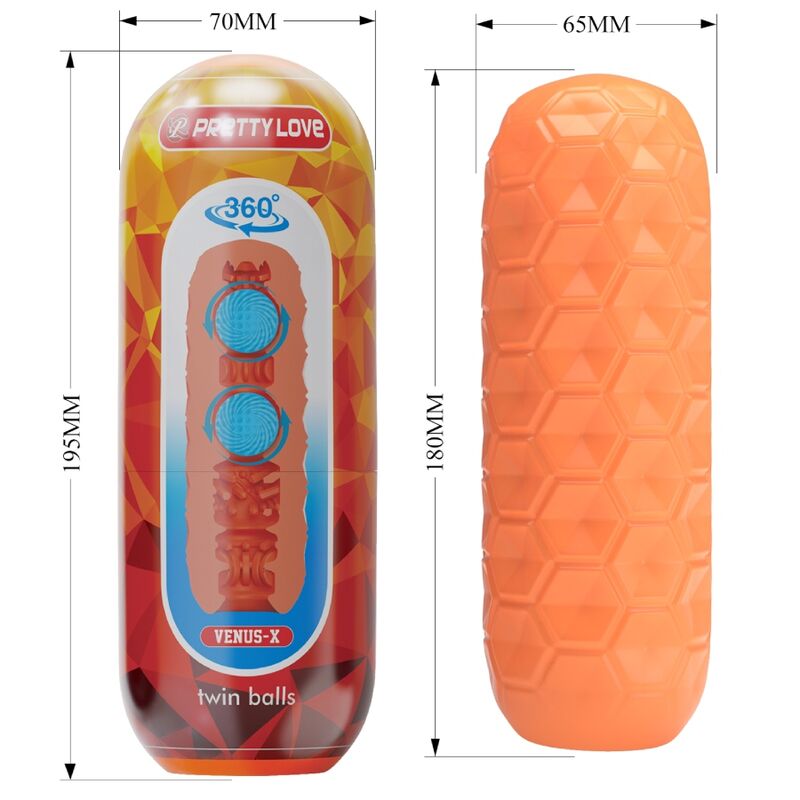 Pretty Lovetwin Balls Male Masturbator Orange | Niks.fi verkkokauppa