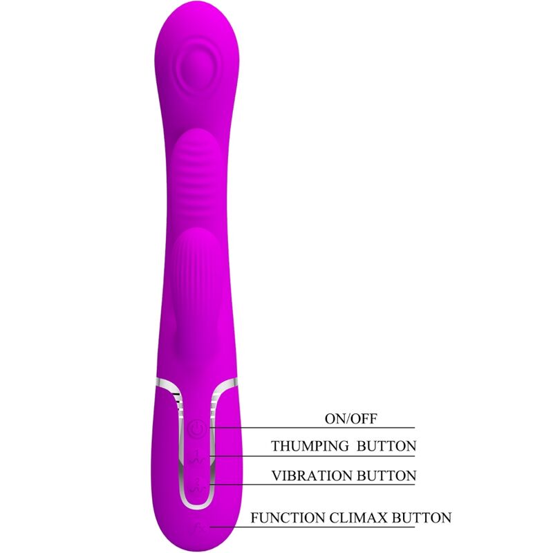Pretty Loveshania Triple Rabbit Vibrator Multifunction Pink | Niks.fi verkkokauppa