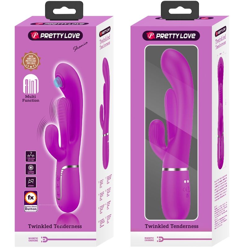 Pretty Loveshania Triple Rabbit Vibrator Multifunction Pink | Niks.fi verkkokauppa