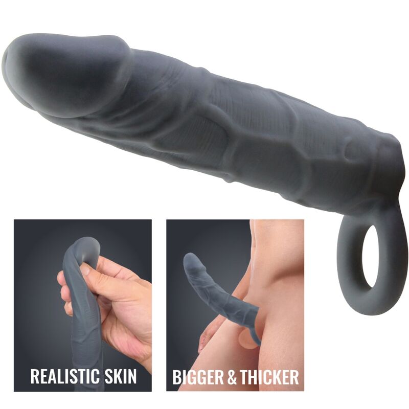 Realistic Skin Penis Sleeve Dark Grey | Niks.fi verkkokauppa