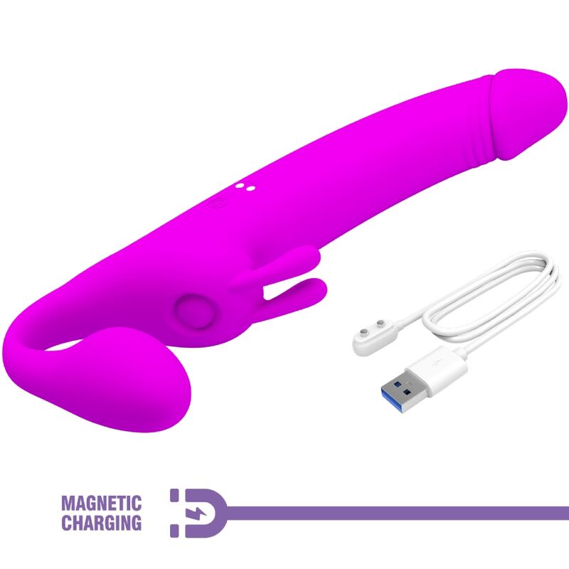 Zanini Strapless Strap-On 10 Vibrations Purple | Niks.fi verkkokauppa