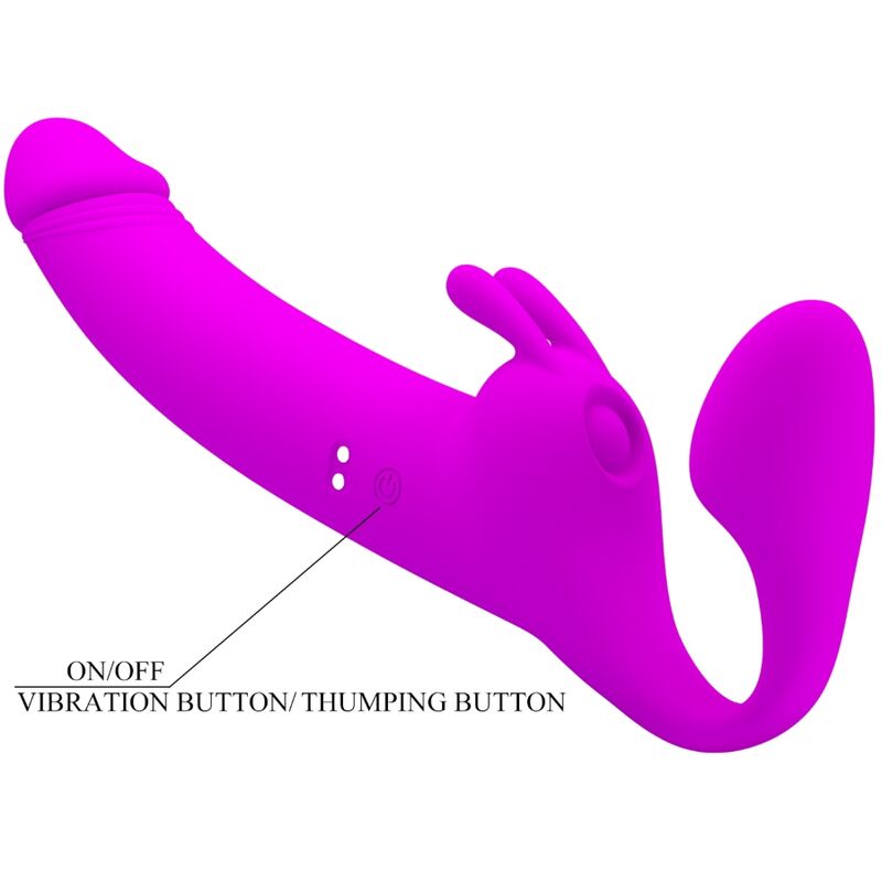 Zanini Strapless Strap-On 10 Vibrations Purple | Niks.fi verkkokauppa