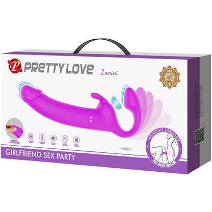 Zanini Strapless Strap-On 10 Vibrations Purple | Niks.fi verkkokauppa