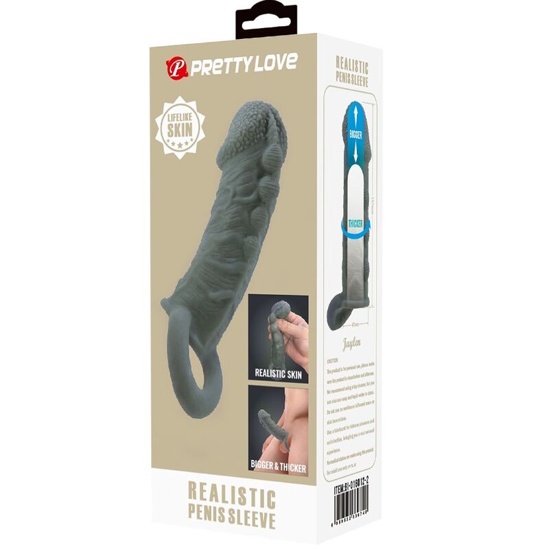 Realistic Penis Enlarger And Delay Sleeve Grey | Niks.fi verkkokauppa