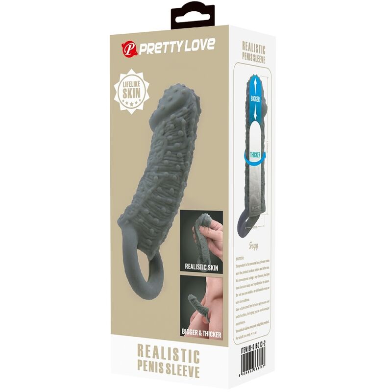 Realistic Penis Enlarger And Delay Sleeve Model 2 Grey | Niks.fi verkkokauppa