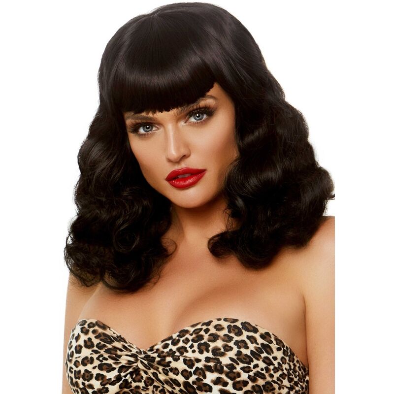 Leg Avenuecurly Retro Wig With Bangs Luminiscent Black | Niks.fi verkkokauppa
