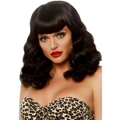 Leg Avenuecurly Retro Wig With Bangs Luminiscent Black | Niks.fi verkkokauppa
