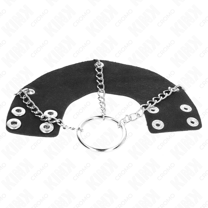 Kink metallinen penisrengas nahkavyöllä - Ø 4 cm - 7 cm:n ketju - D-241249