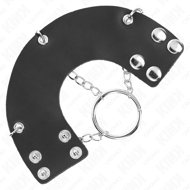 Kink metallinen penisrengas nahkavyöllä - Ø 4 cm - 7 cm:n ketju - D-241249