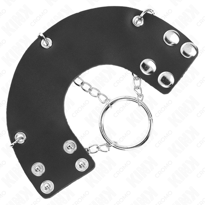 Kink metallinen penisrengas nahkavyöllä - Ø 4 cm - 7 cm:n ketju - D-241249