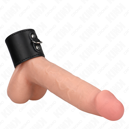 Kink nahkainen penisrengas nepparikiinnityksellä - 18 × 5 cm