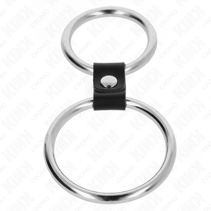 Kink metallinen kaksoispenisrengas nahkahihnalla - Ø 3,7–5 cm - malli 1