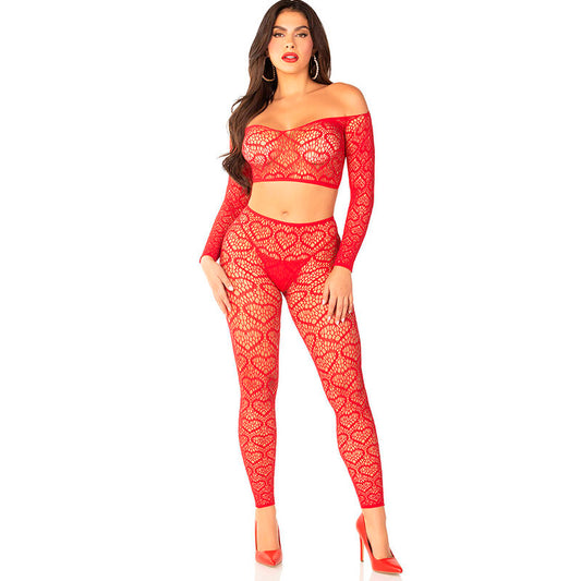 Leg Avenuecrop Top + Stockings Red One Size | Niks.fi verkkokauppa