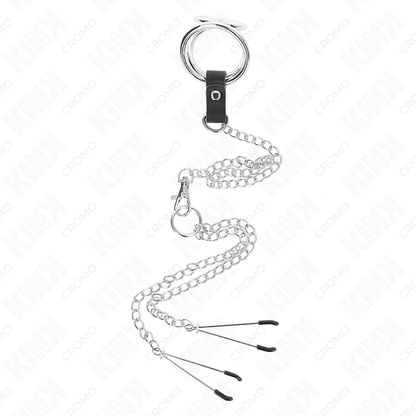 Kinktriple Chrome Metal Penis Ring 3 Cm To 4.5 Cm With 26 Cm Metal Chain And Nipple Clips | Niks.fi verkkokauppa