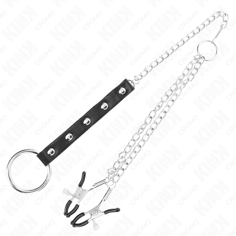 Kinkmetal Penis Ring With Chain And Adjustable Nipple Clamps | Niks.fi verkkokauppa
