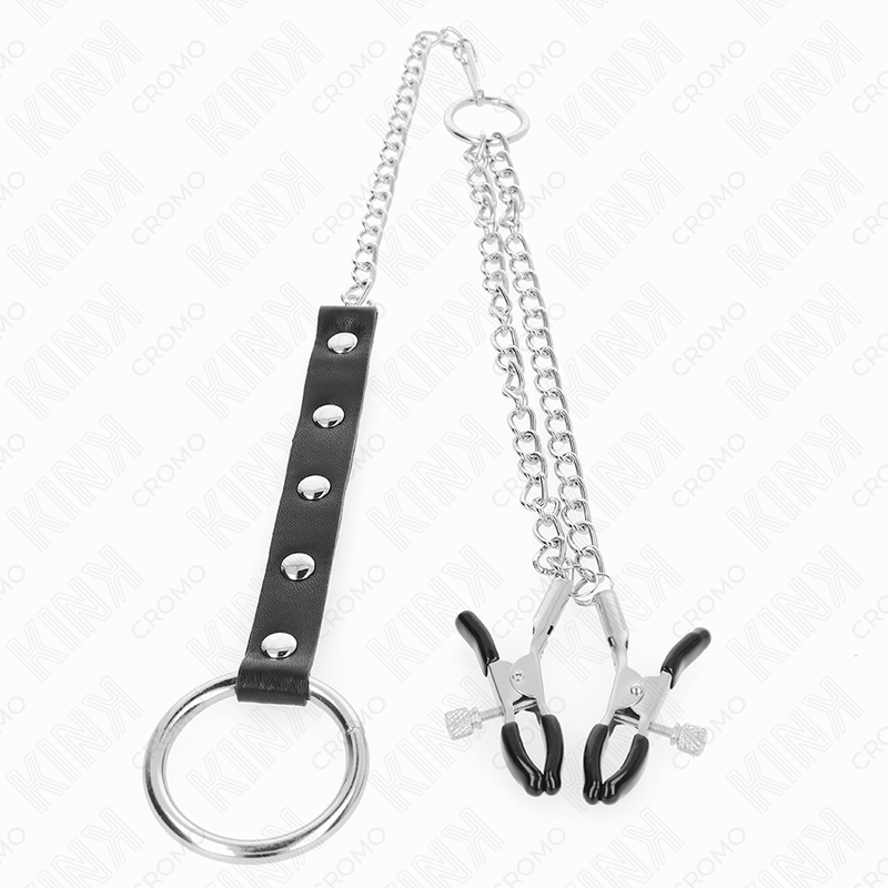 Kinkmetal Penis Ring With Chain And Adjustable Nipple Clamps | Niks.fi verkkokauppa