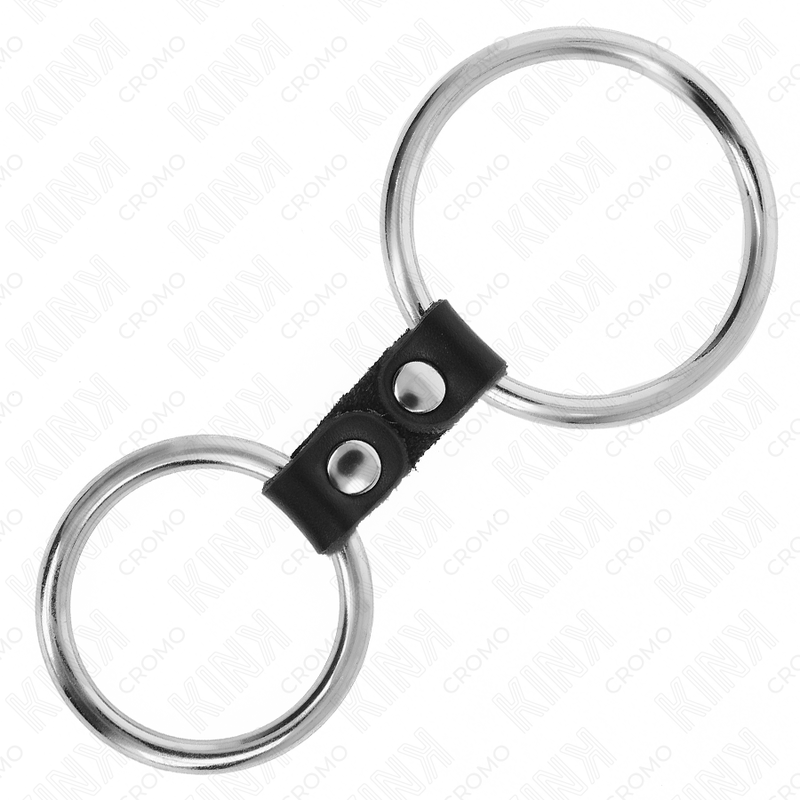 Kinkdouble Metal Penis Ring 3.7 Cm To 5 Cm Connected By Leather Strap Model 2 | Niks.fi verkkokauppa
