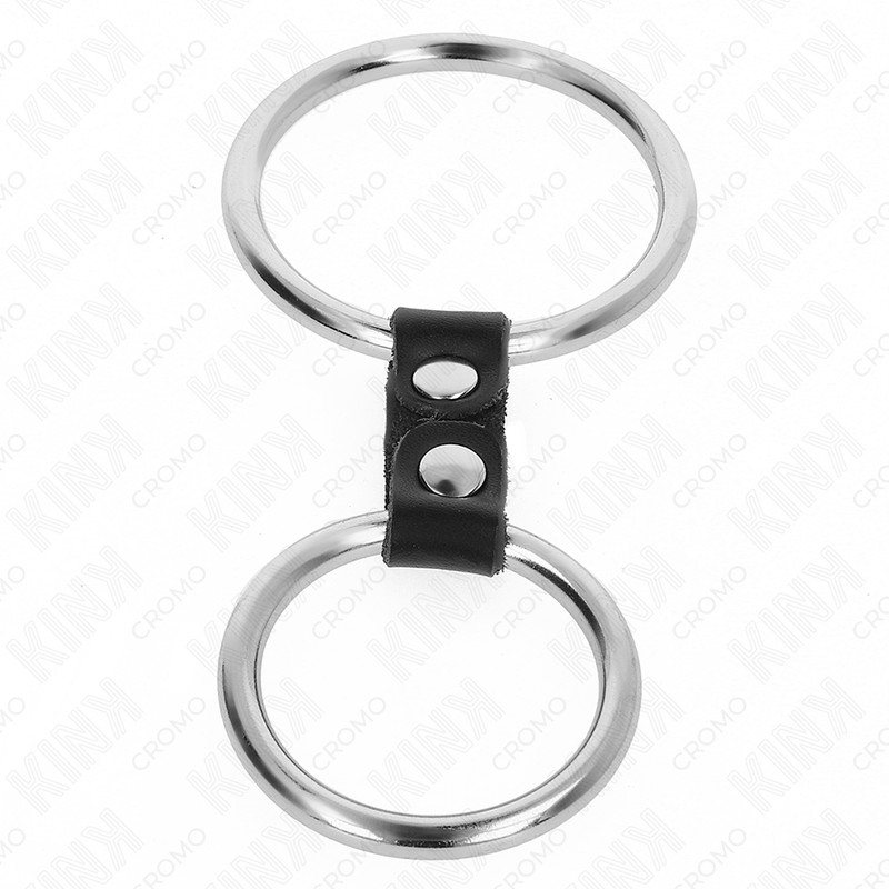 Kinkdouble Metal Penis Ring 3.7 Cm To 5 Cm Connected By Leather Strap Model 2 | Niks.fi verkkokauppa