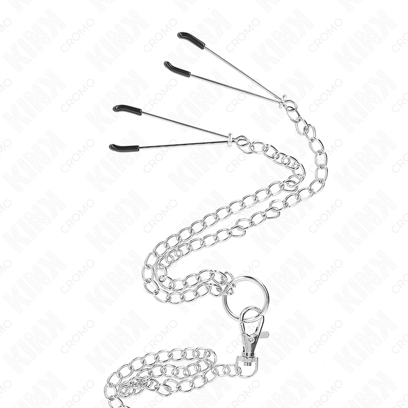 Kinktriple Chrome Metal Penis Ring 3.8 Cm To 5 Cm With 26 Cm Metal Chain And Nipple Clamps Model 2 | Niks.fi verkkokauppa