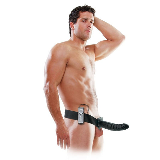 Fetish Fantasy Series 19 Cm Vibrating Hollow Strap-On Black | Niks.fi verkkokauppa