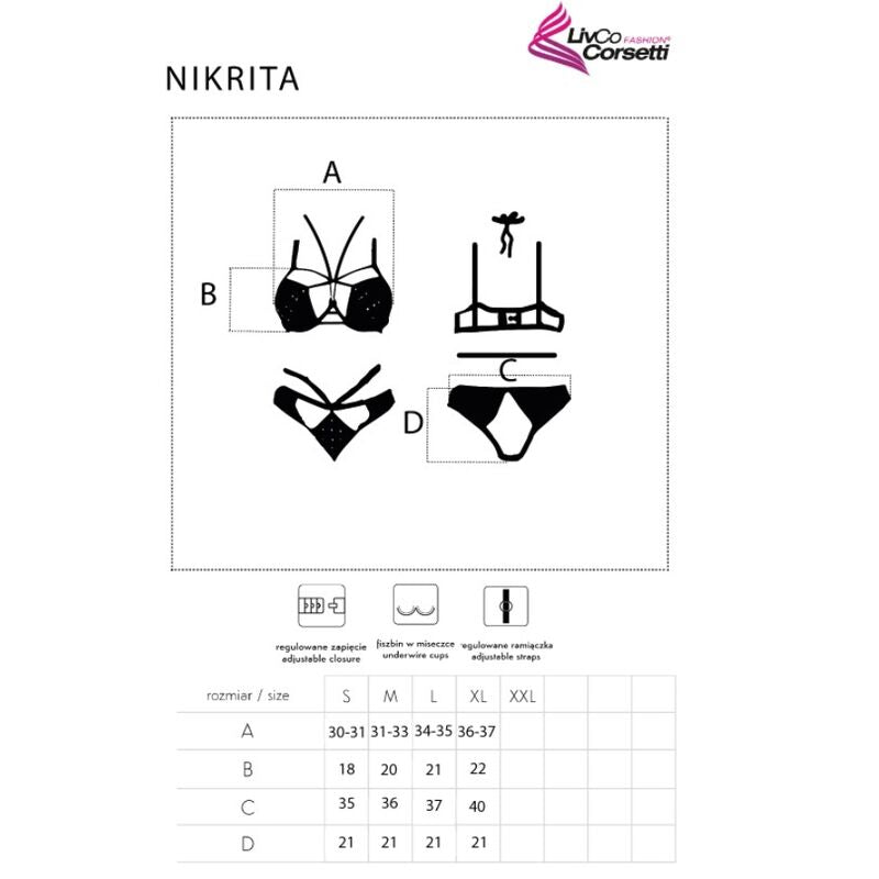 Livco Corsetti Fashionnikrita Lc 90647 Bra + Panties Black L | Niks.fi verkkokauppa
