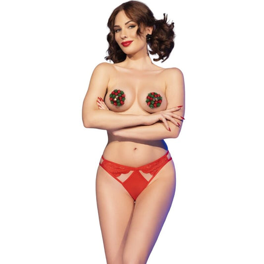 Chilirosecr 4839 Christmas Set Nipple Covers + Panties Red L/Xl | Niks.fi verkkokauppa