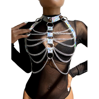 Subblime953737 Chest Harness With Rings And Chains Silver One Size | Niks.fi verkkokauppa