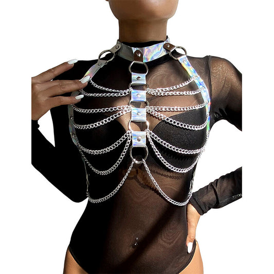 Subblime953737 Chest Harness With Rings And Chains Silver One Size | Niks.fi verkkokauppa
