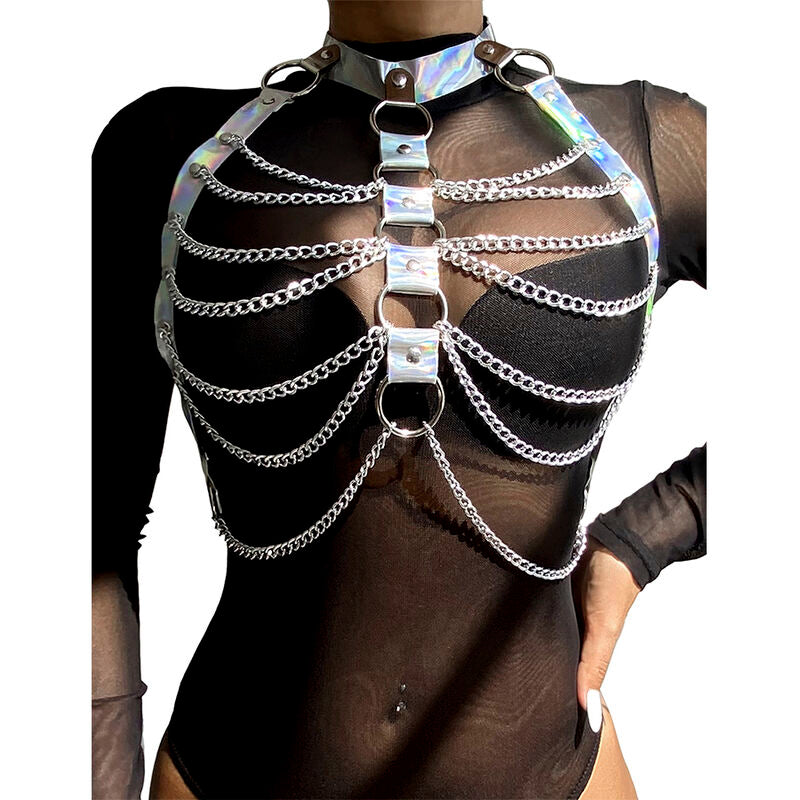 Subblime953737 Chest Harness With Rings And Chains Silver One Size | Niks.fi verkkokauppa