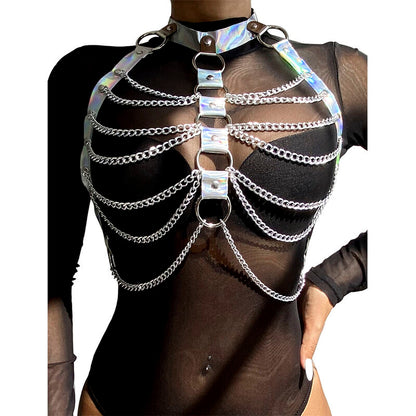 Subblime953737 Chest Harness With Rings And Chains Silver One Size | Niks.fi verkkokauppa