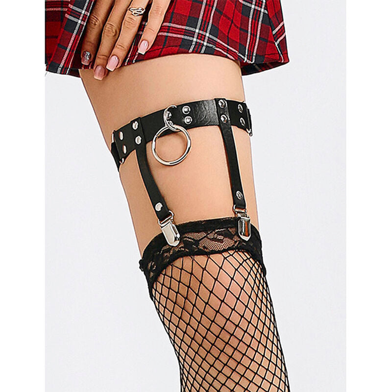 Subblime953744 Adjustable Leather Punk Garter Black One Size | Niks.fi verkkokauppa