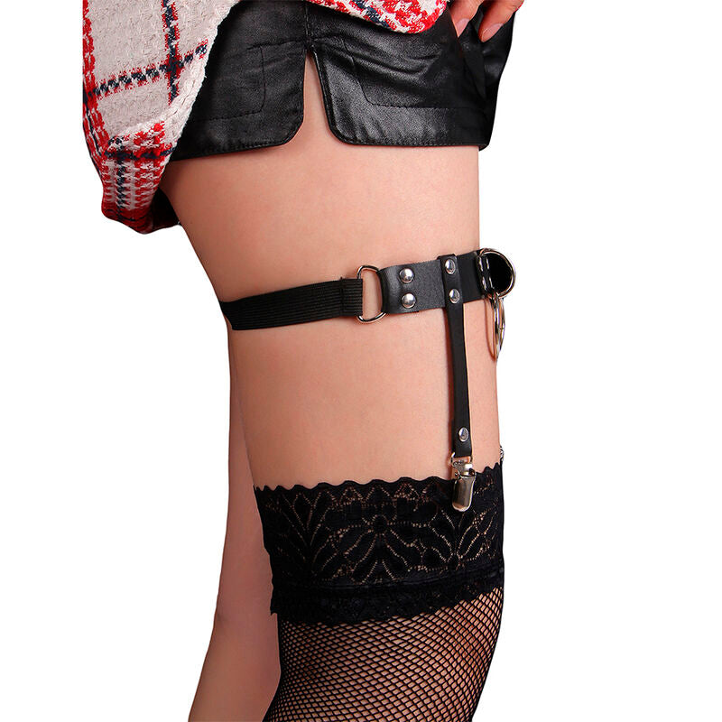 Subblime953744 Adjustable Leather Punk Garter Black One Size | Niks.fi verkkokauppa