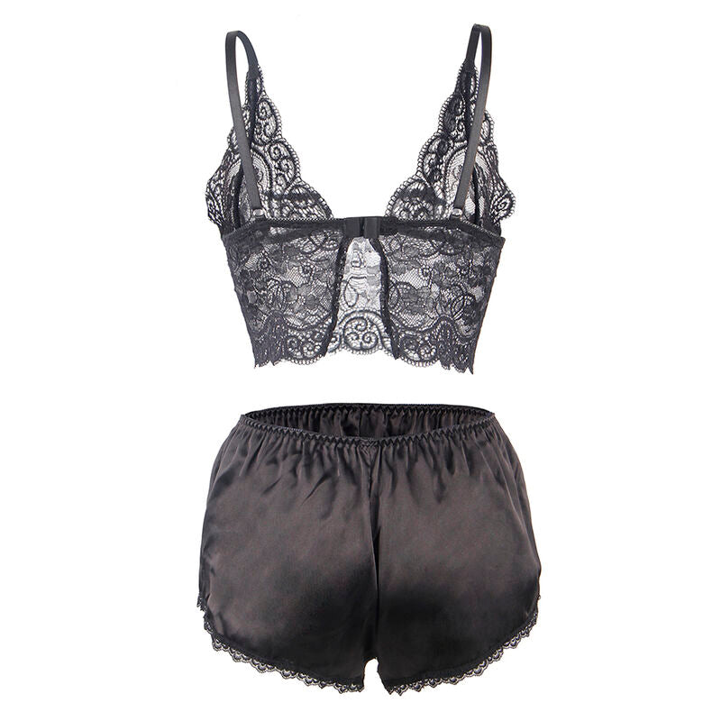 Subblime953911 Silk And Lace Nightgown + Panties Black S/M | Niks.fi verkkokauppa