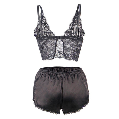 Subblime953911 Silk And Lace Nightgown + Panties Black S/M | Niks.fi verkkokauppa